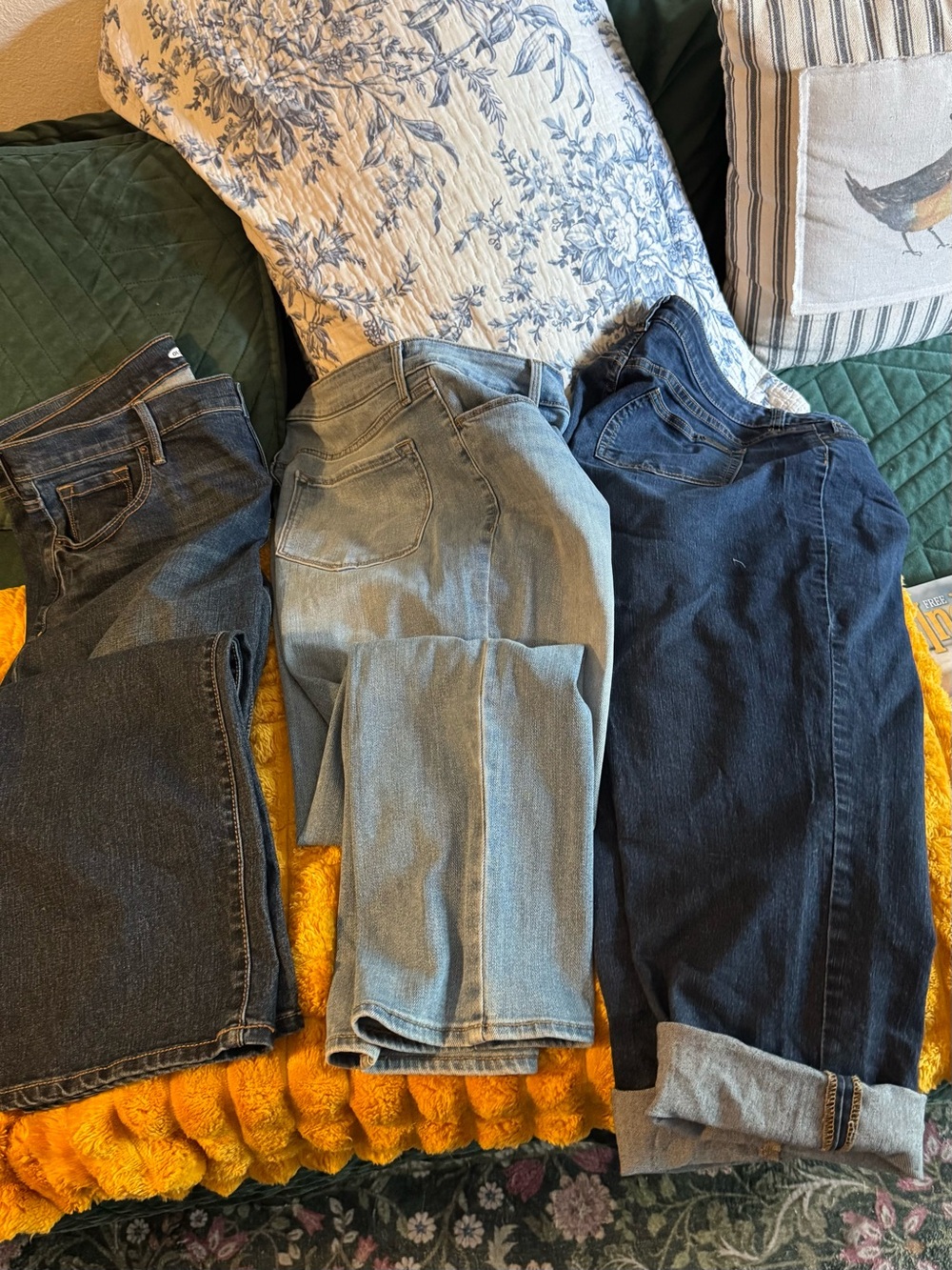 Old Navy Dark Blue bootcut and Stonewash straight leg and Jennifer Lopez jeans